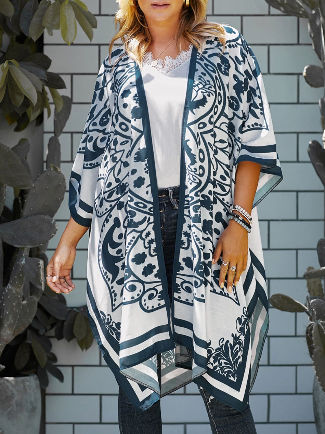 Printed Open Front Cover-Up - Charming Charlie