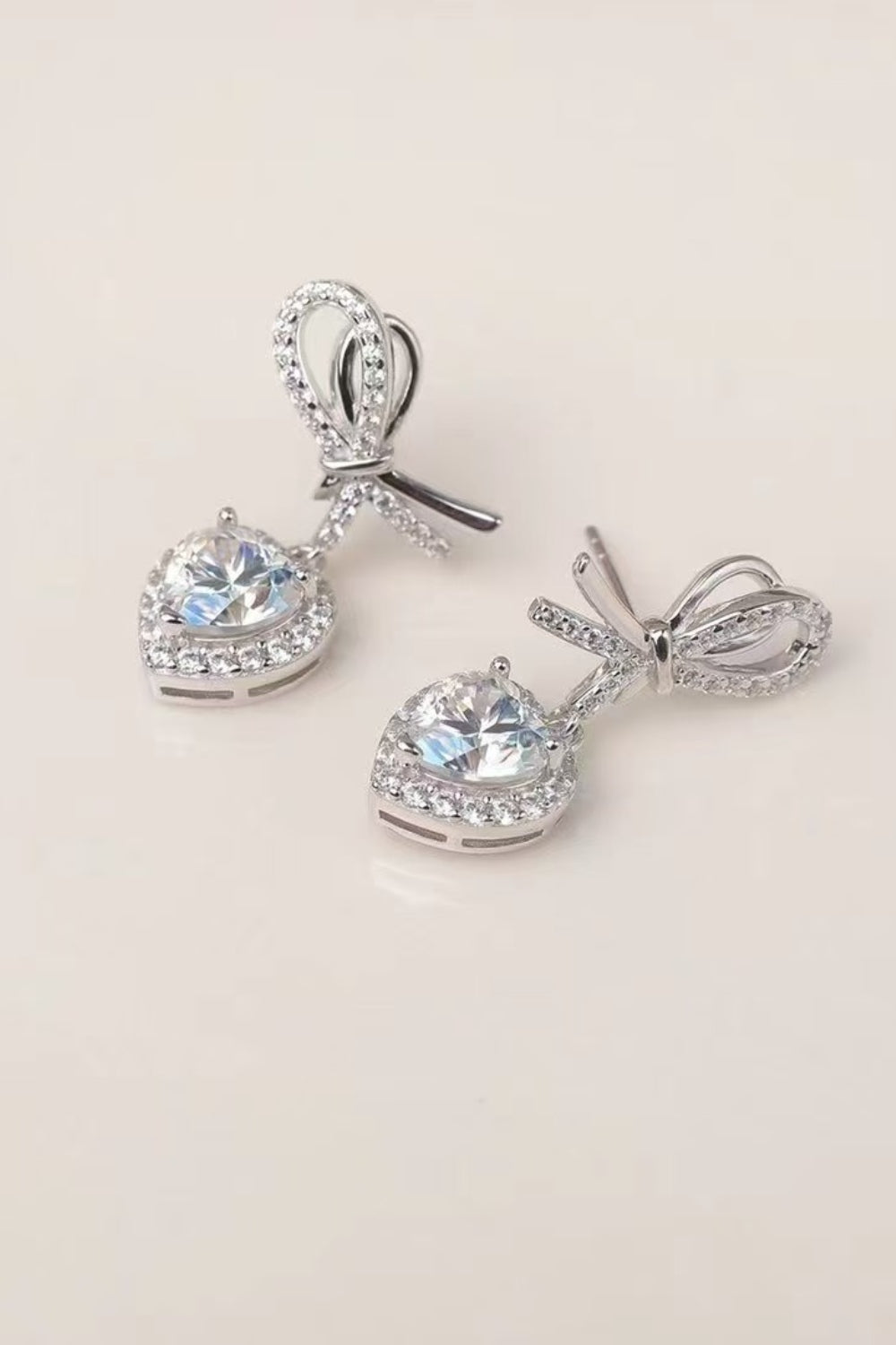 2 Carat Moissanite 925 Sterling Silver Heart Earrings - Charming Charlie