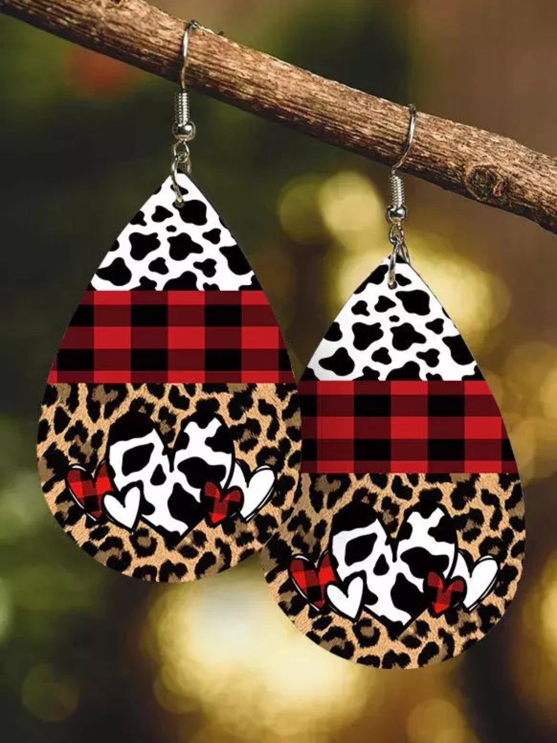 Printed PU Leather Dangle Earrings - Charming Charlie