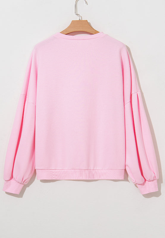 Bow Round Neck Long Sleeve Sweatshirt - Charming Charlie