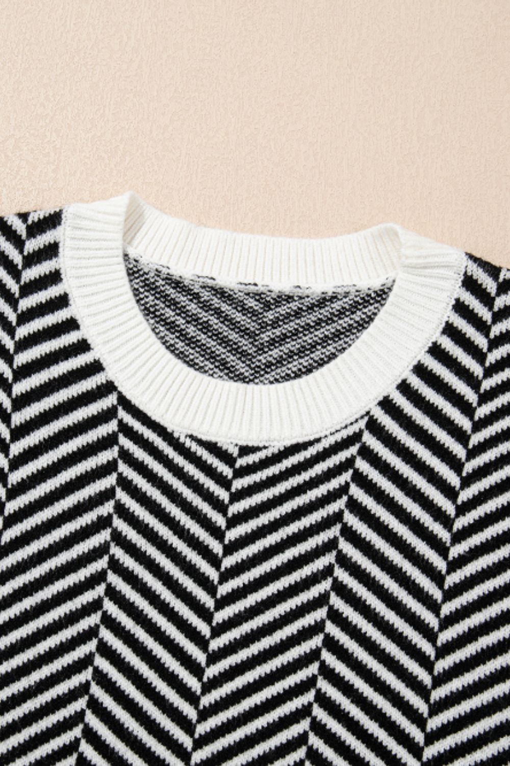 Striped Round Neck Long Sleeve Sweater - Charming Charlie