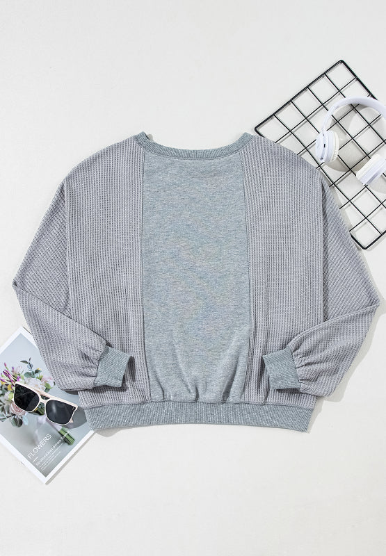 Raw Hem Round Neck Long Sleeve Sweatshirt - Charming Charlie