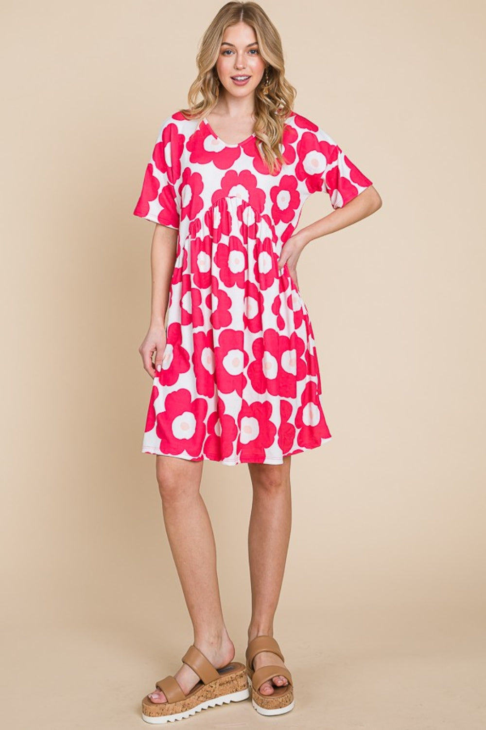 BOMBOM Flower Print Ruched Dress - Charming Charlie