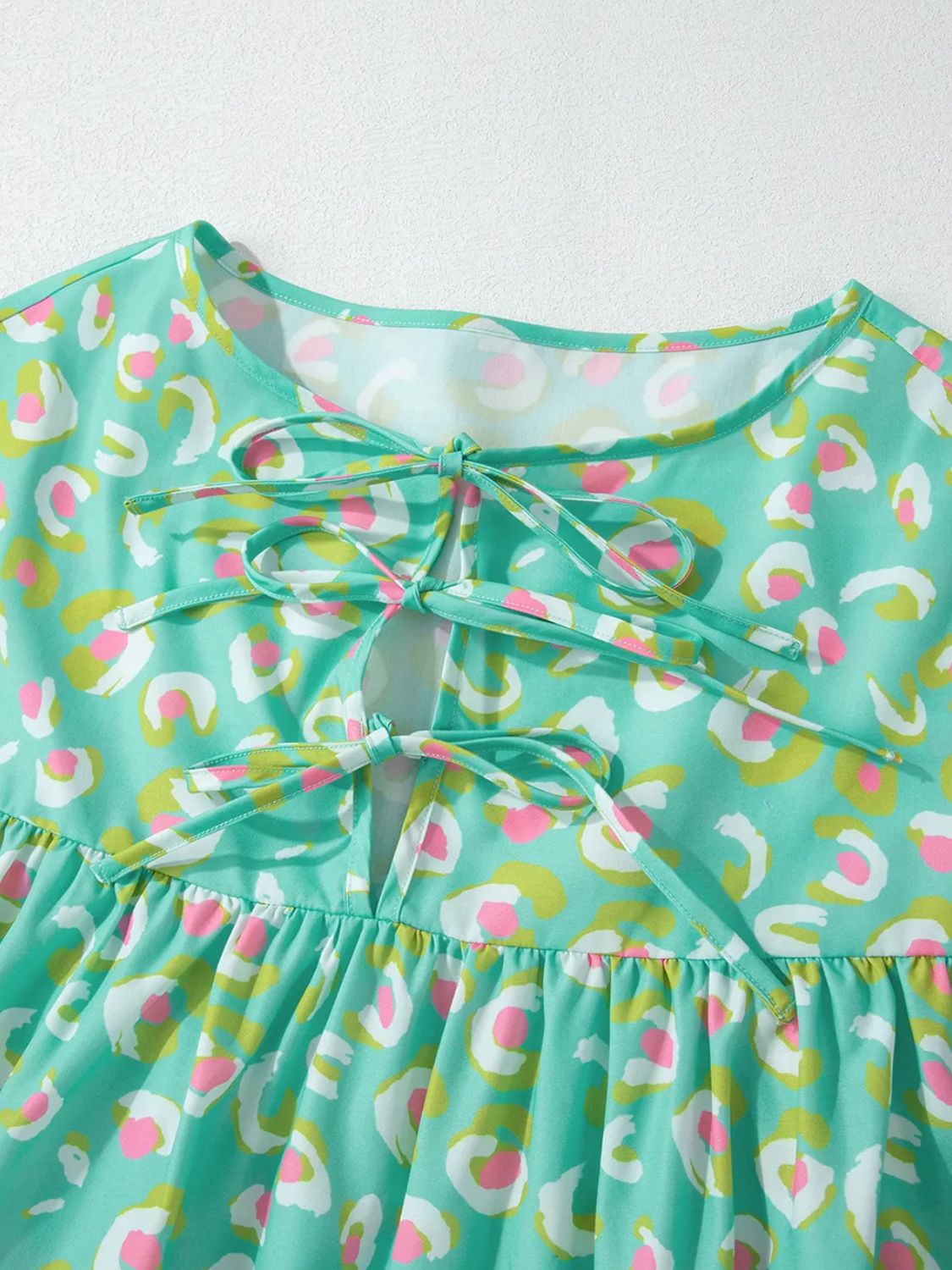 Tied Printed Long Sleeve Blouse - Charming Charlie