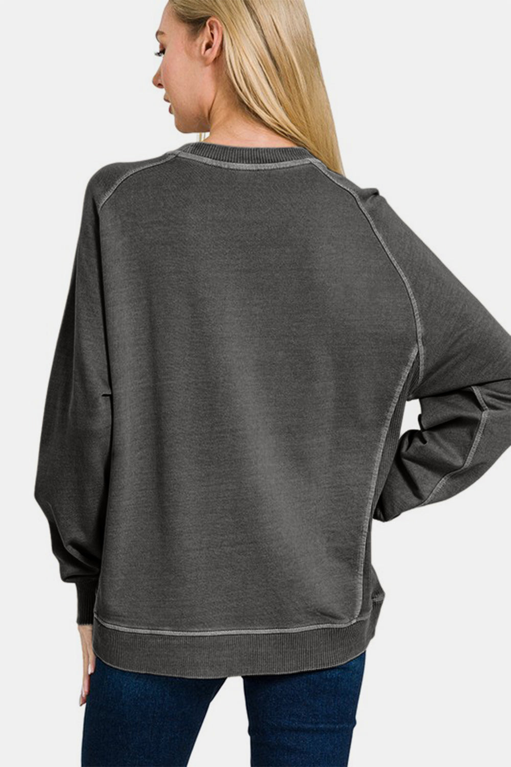 Zenana Full Size Pigment Dyed French Terry Sweatshirt - Charming Charlie