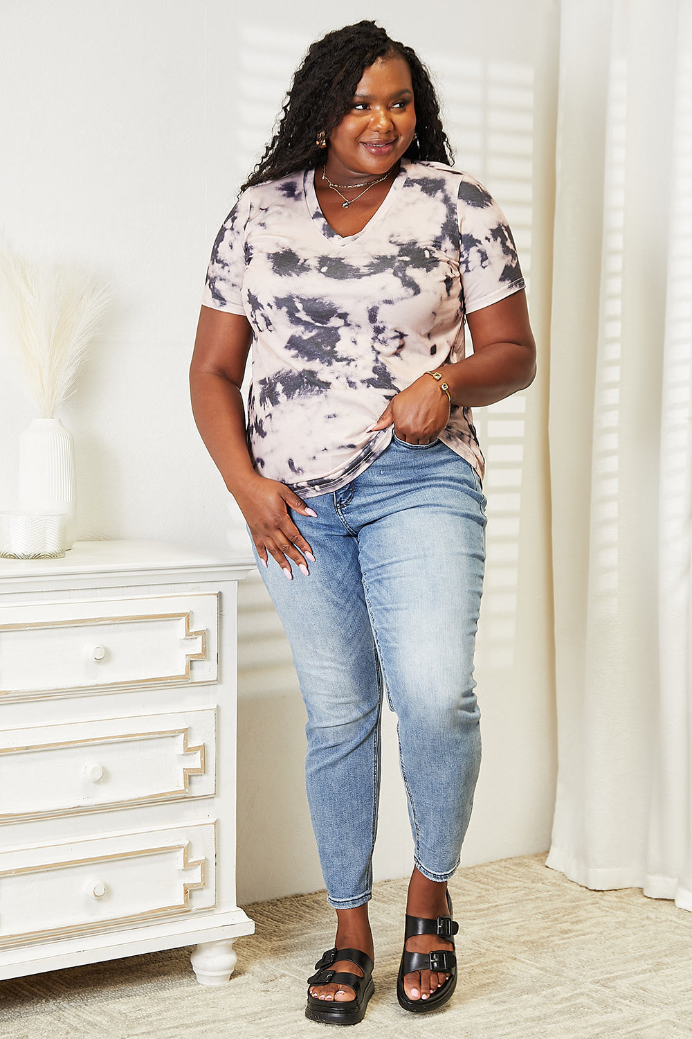 Double Take Tie-Dye V-Neck T-Shirt - Charming Charlie