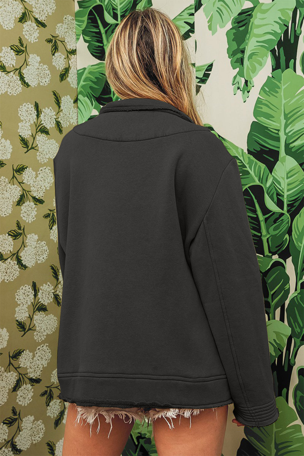 BiBi Single-Breasted Washed Fleece Jacket - Charming Charlie