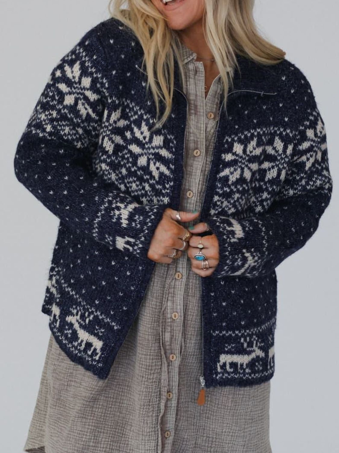 Zip Up Long Sleeve Cardigan - Charming Charlie