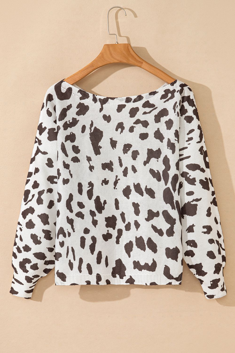 Leopard Boat Neck Long Sleeve Knit Top - Charming Charlie