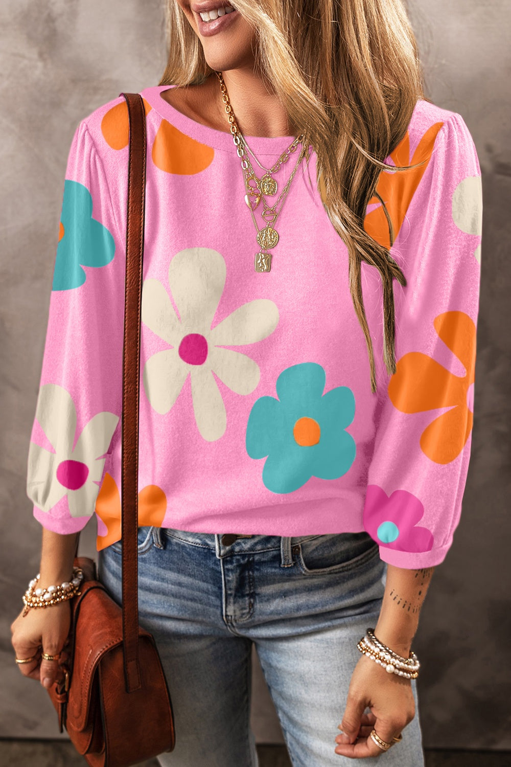 Printed Round Neck Top - Charming Charlie