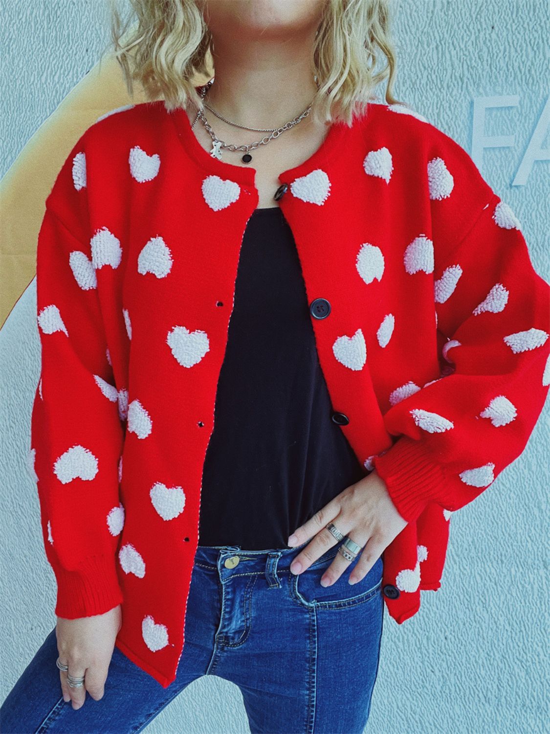 Heart Button Up Long Sleeve Cardigan - Charming Charlie
