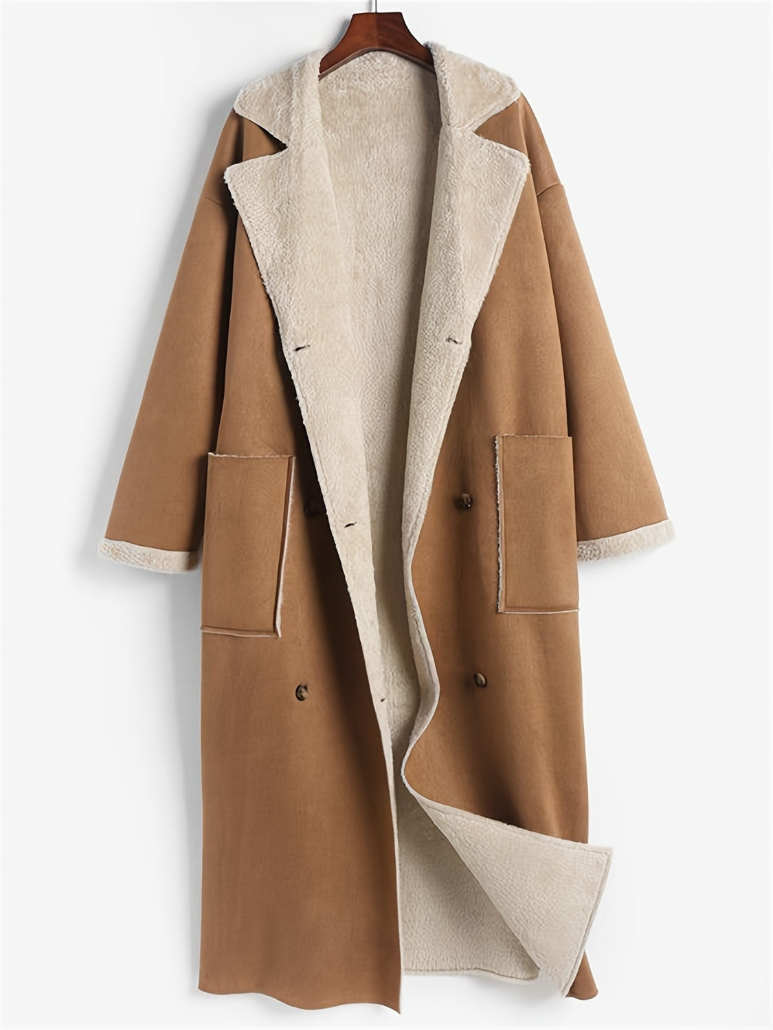 Plus Size Drop Shoulder Sherpa Longline Coat - Charming Charlie