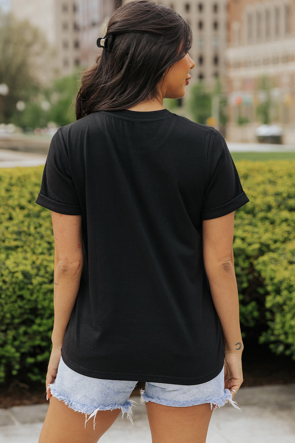 Bow Graphic Round Neck Short Sleeve T-Shirt - Charming Charlie