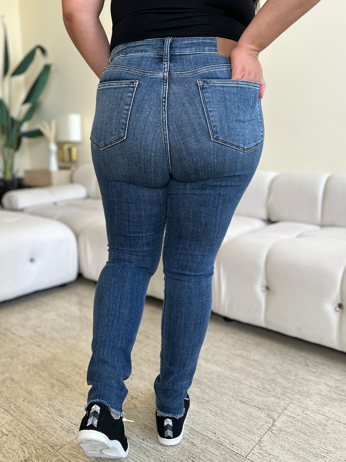 Judy Blue Full Size High Waist Distressed Skinny Jeans - Charming Charlie
