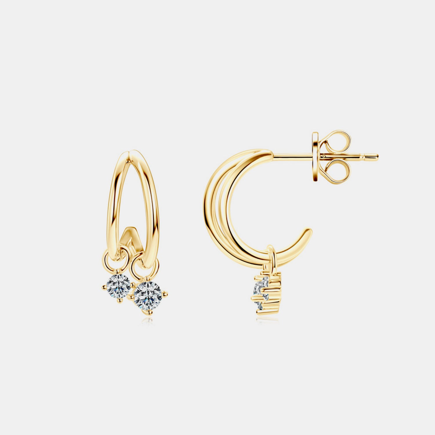 925 Sterling Silver Moissanite C-Hoop Earrings - Charming Charlie