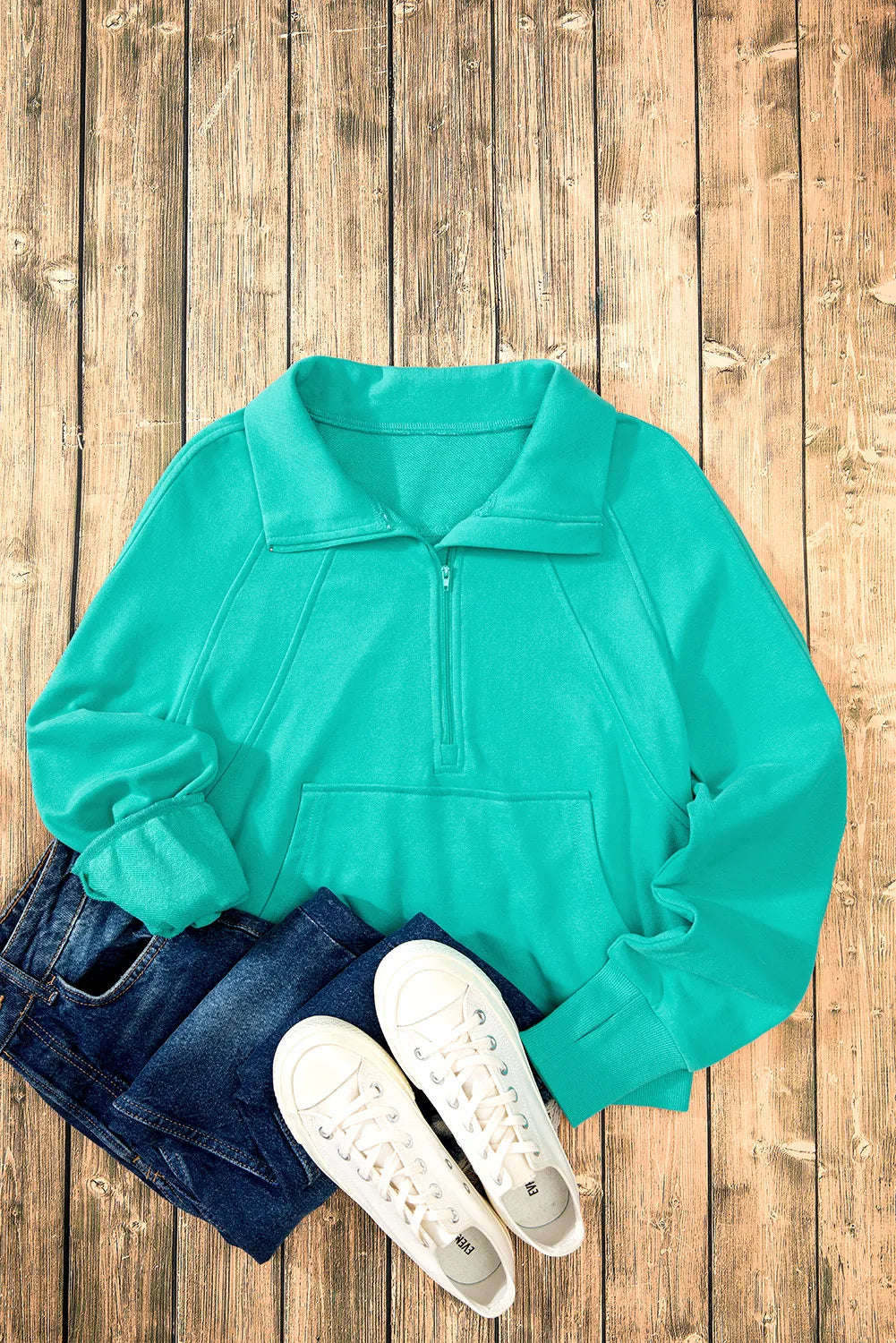 Half Zip Long Sleeve Sweatshirt - Charming Charlie