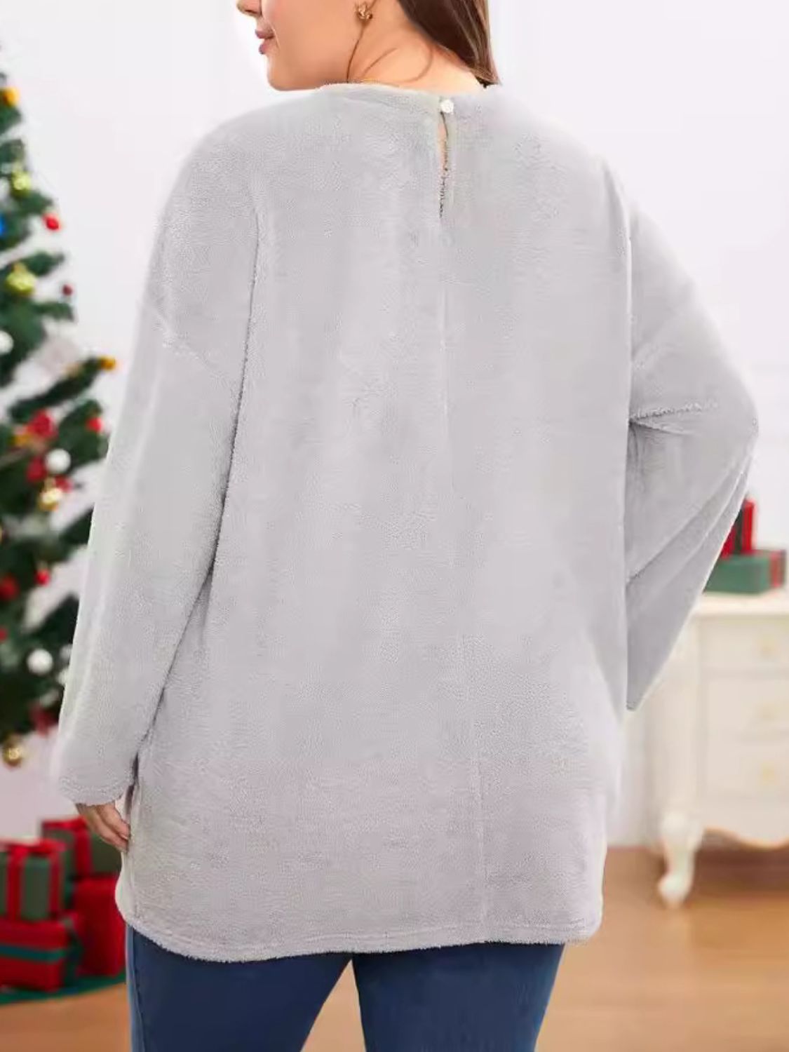 Fuzzy Round Neck Long Sleeve Top - Charming Charlie