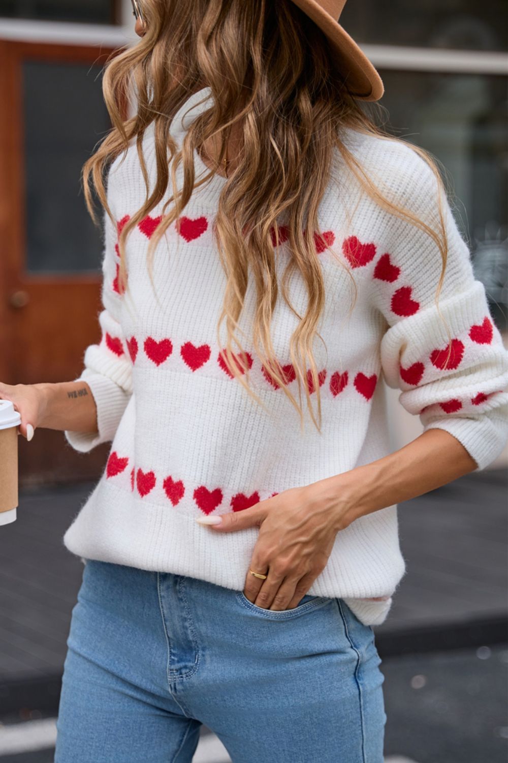 Angel Wings Heart Round Neck Long Sleeve Sweater - Charming Charlie