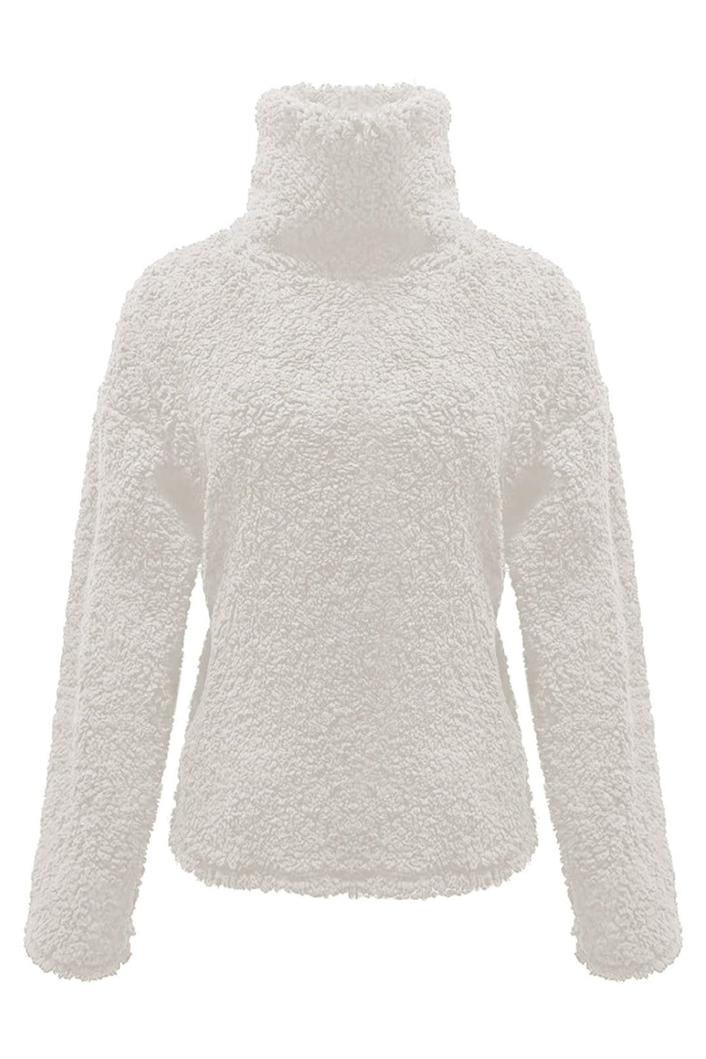 Fuzzy Turtleneck Long Sleeve Sweatshirt - Charming Charlie