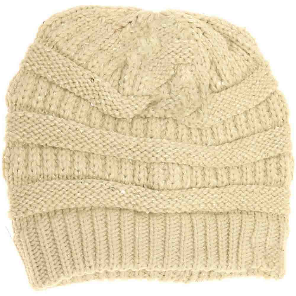 Beige Sequin CC Beanies combine stylish sparkle with reliable warmth, making them perfect for chilly days. Crafted with soft, cozy materials, these beanies provide comfortable wear while the sequined exterior adds a touch of sophisticated shine. Ideal for those seeking both function and fashion, they effortlessly elevate any cold-weather outfit.