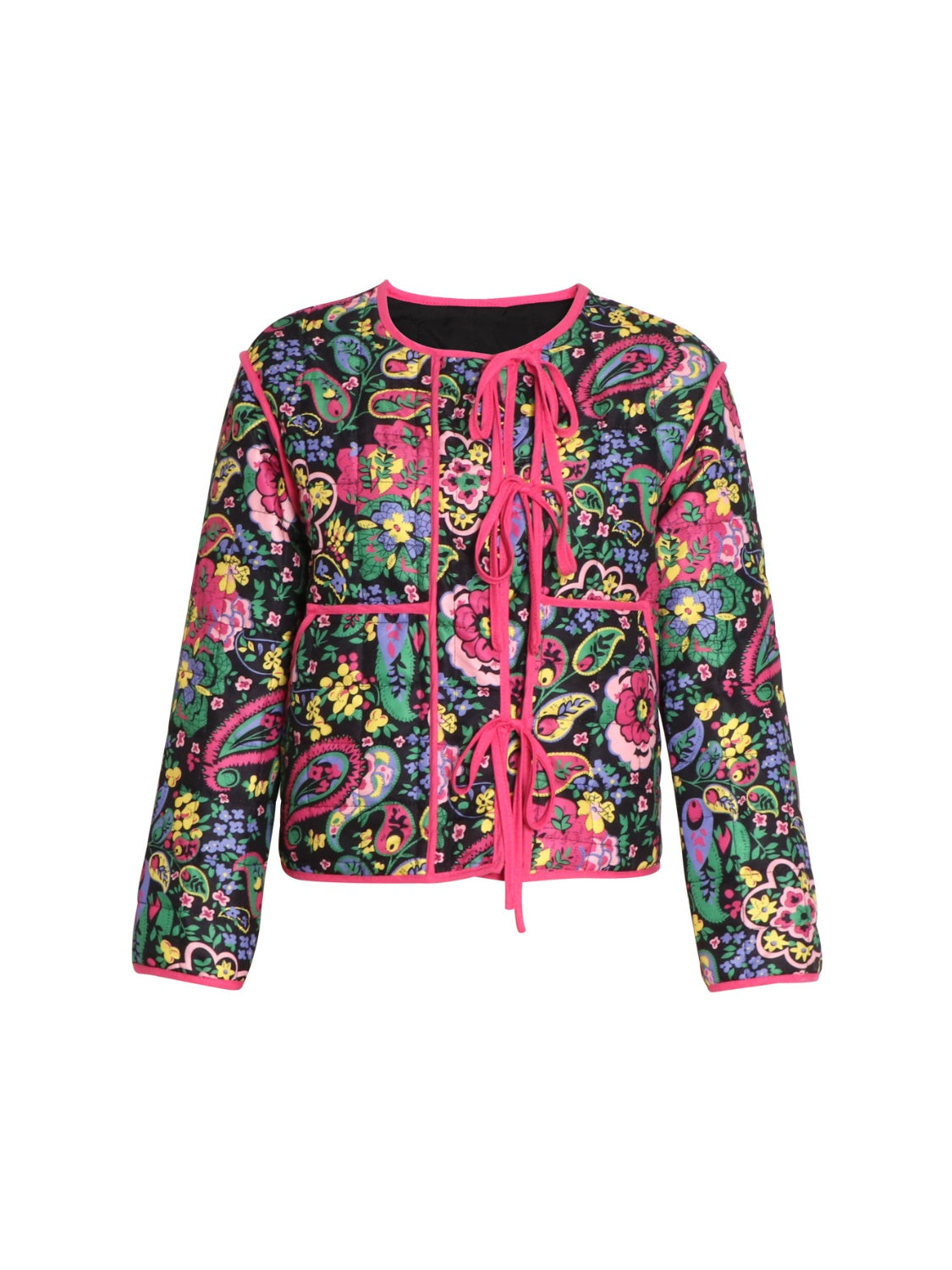Tied Printeded Long Sleeve Jacket - Charming Charlie