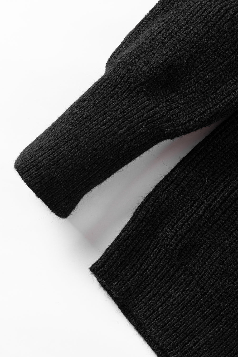 Solid Color Notched Long Sleeve Sweater - Charming Charlie