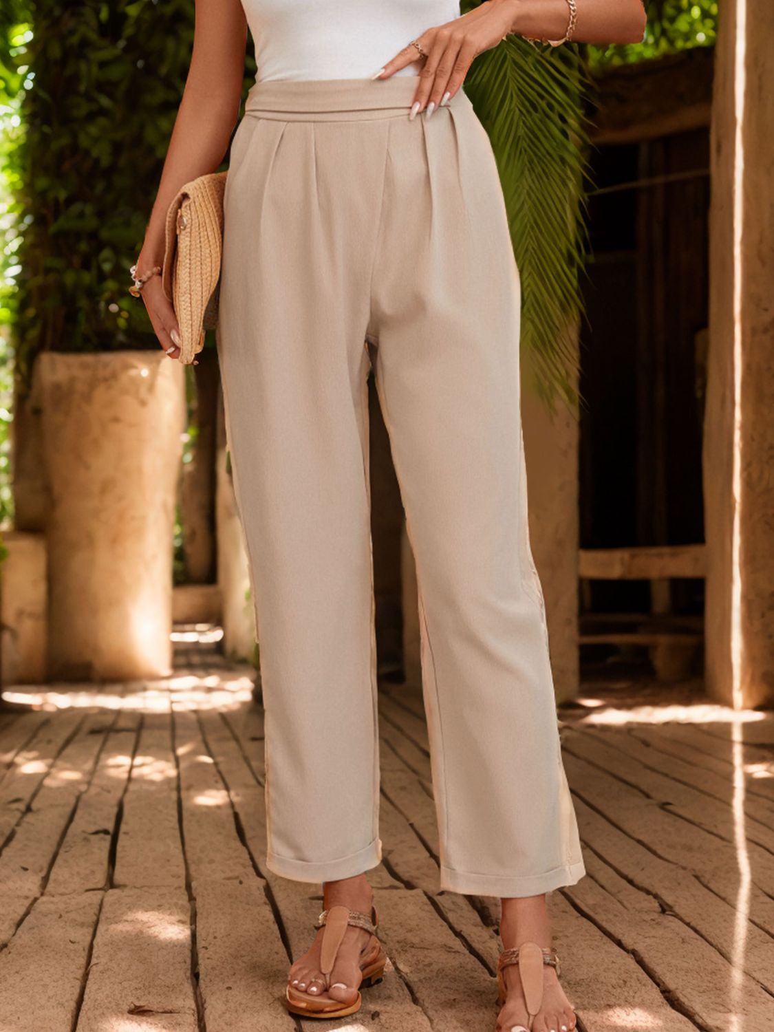 Ruched Half Elastic Waist Pants - Charming Charlie