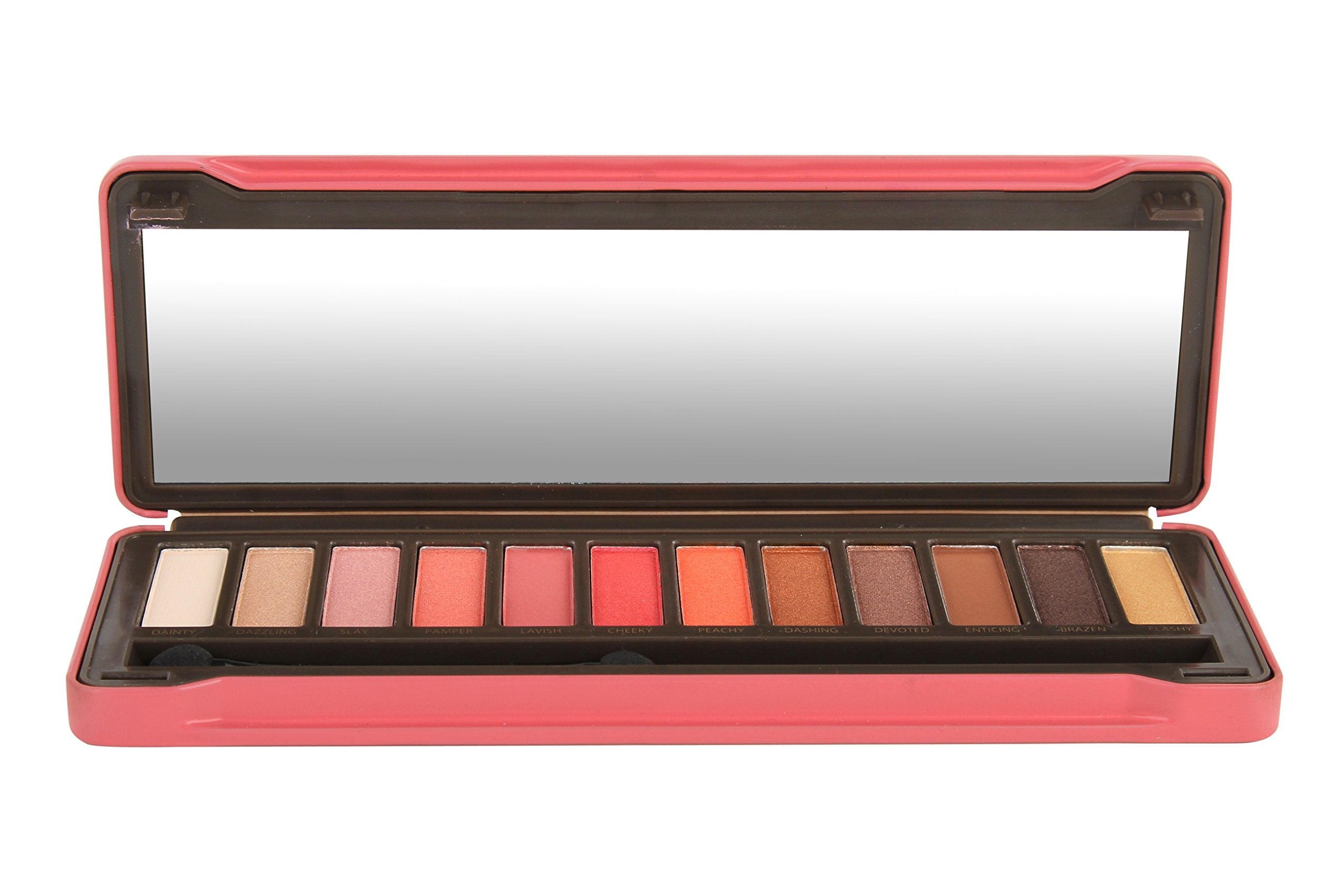 BYS Peach Eyeshadow Palette Tin with Mirror Applicator 12 Matte & Metallic Shades - Charming Charlie