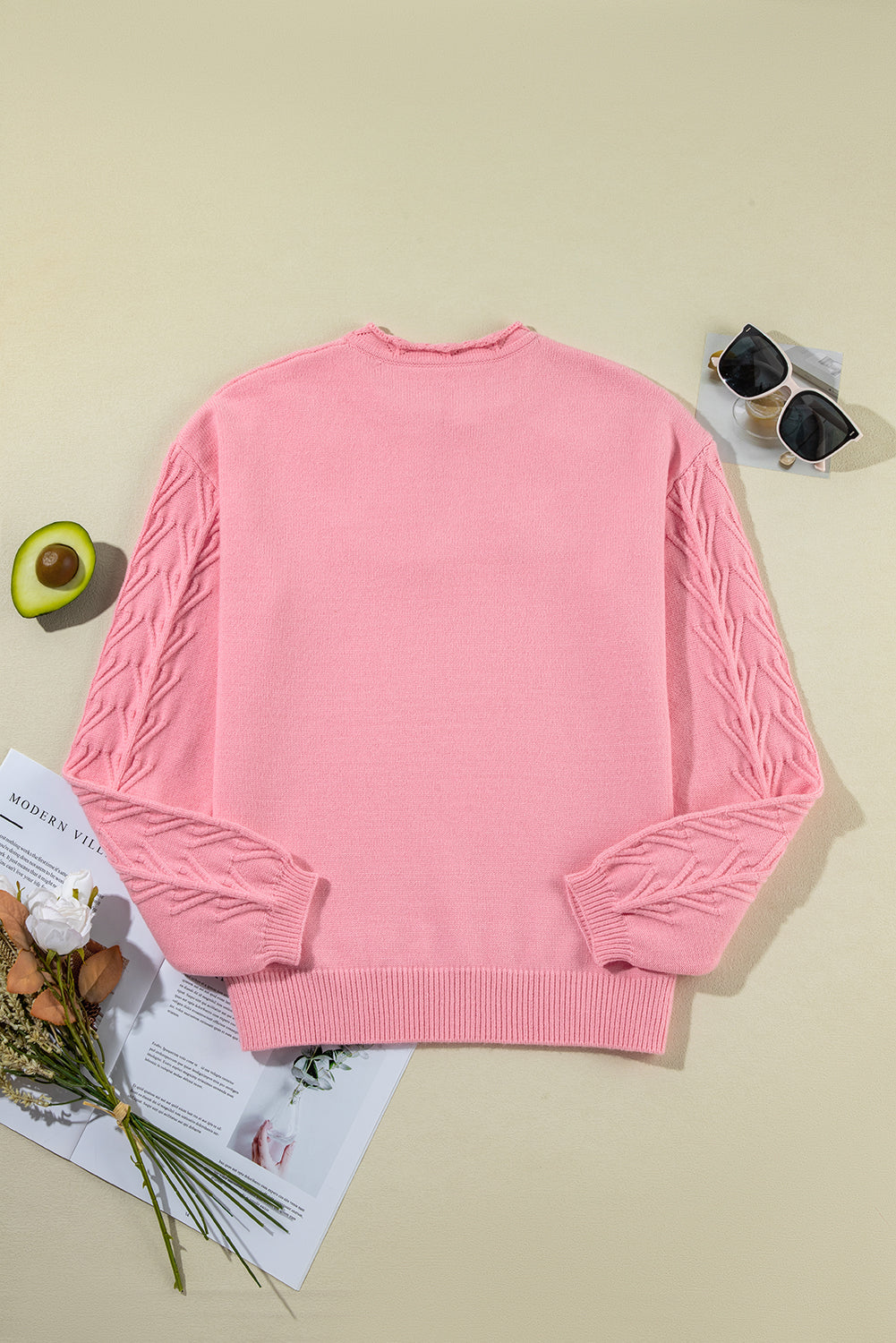 Daisy Notched Long Sleeve Sweater - Charming Charlie