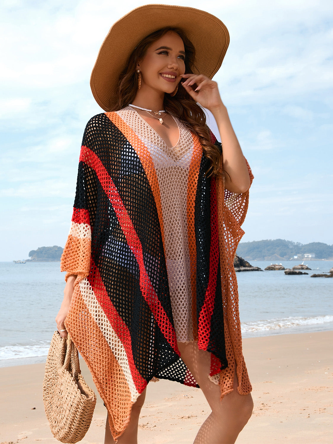 Openwork Color Block Plunge Cover-Up - Charming Charlie