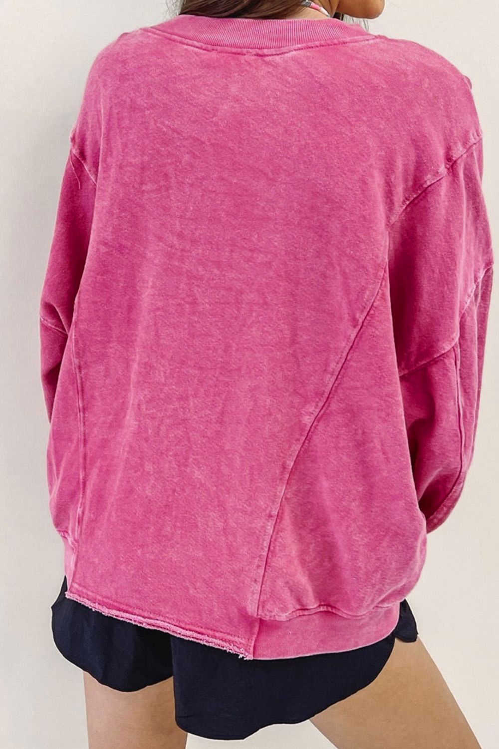 Round Neck Long Sleeve Sweatshirt - Charming Charlie
