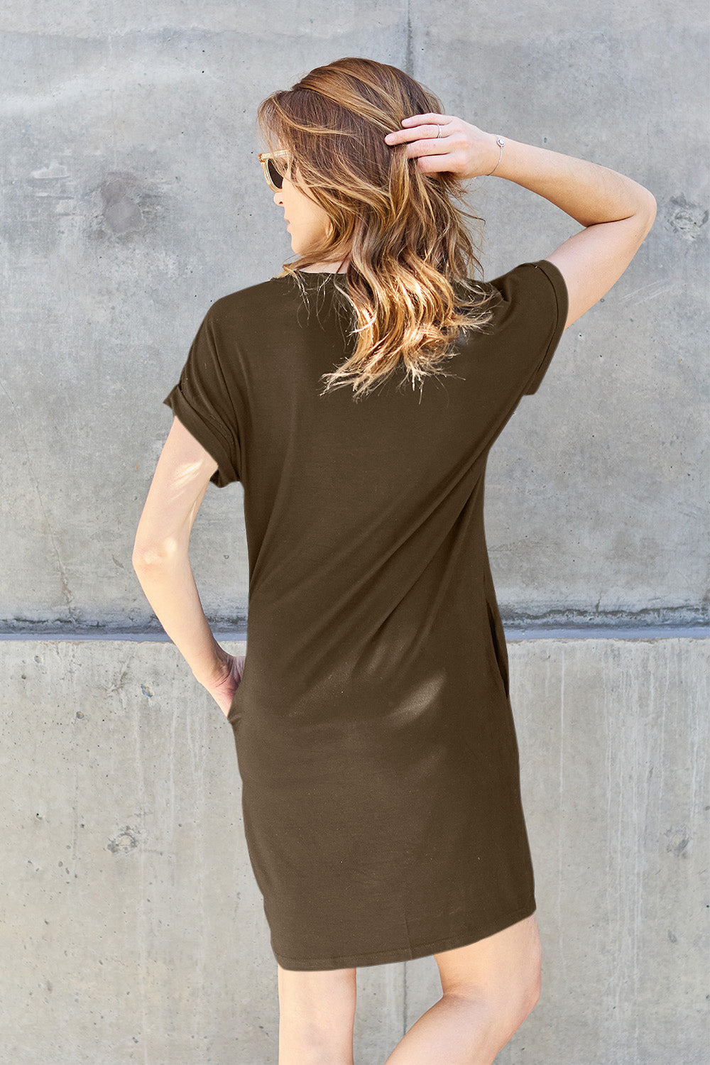 Basic Bae Full Size Round Neck Short Sleeve Dress with Pockets - Charming Charlie