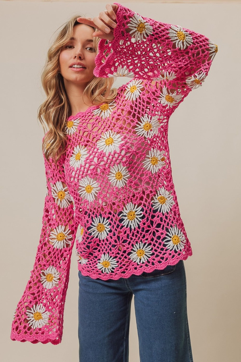 BiBi Floral Crochet Net Lace Cover Up - Charming Charlie