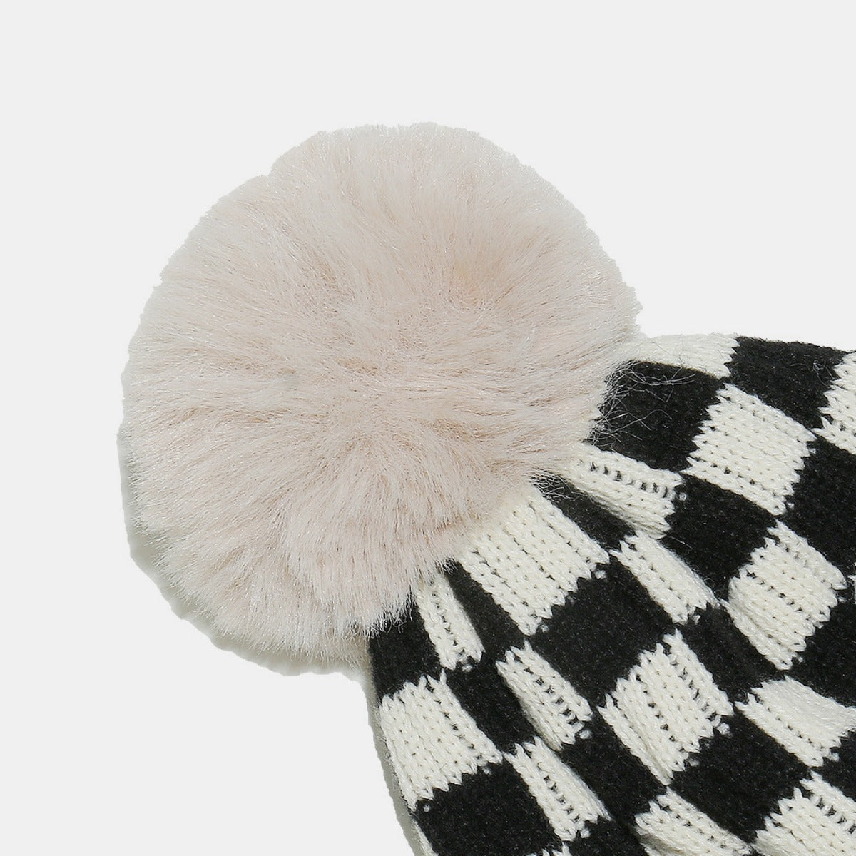 Checkered Knit Hat with Pompom - Charming Charlie