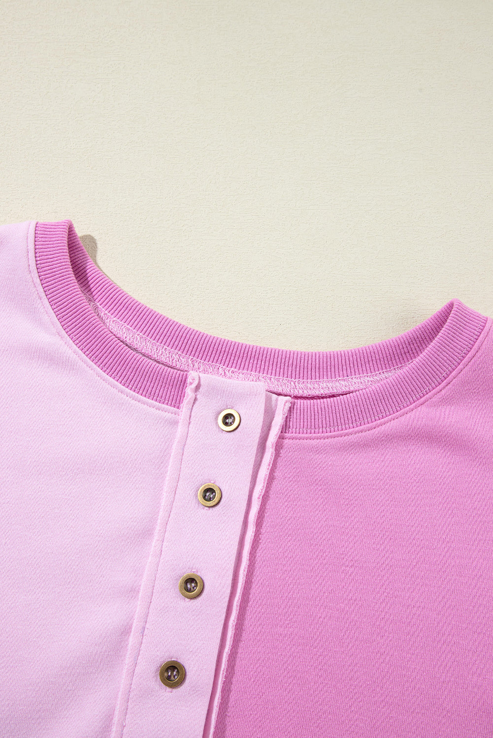 Color Block Half Button Long Sleeve Sweatshirt - Charming Charlie