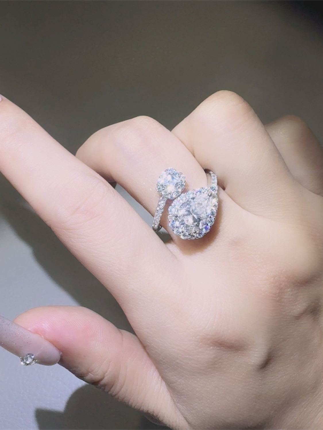 2 Carat Moissanite 925 Sterling Silver Bypass Ring - Charming Charlie