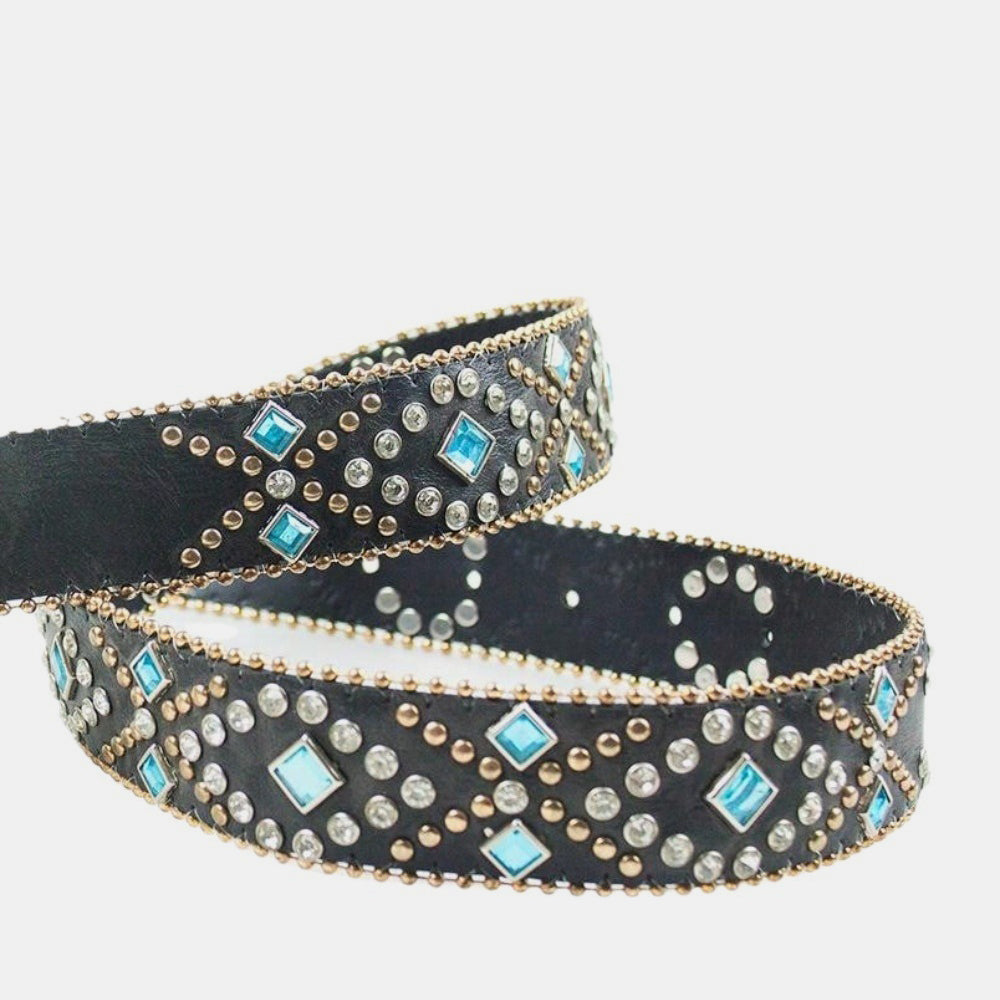 Rhinestone PU Leather Belt - Charming Charlie