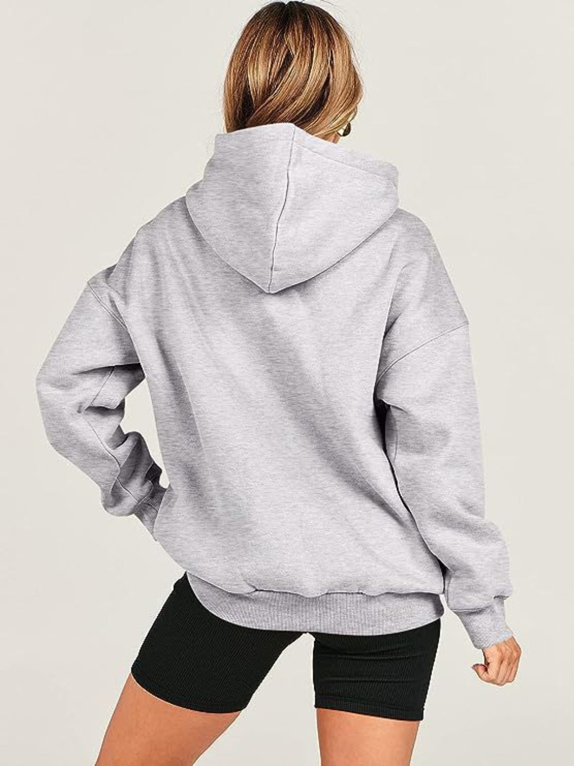 Dropped Shoulder Long Sleeve Hoodie - Charming Charlie