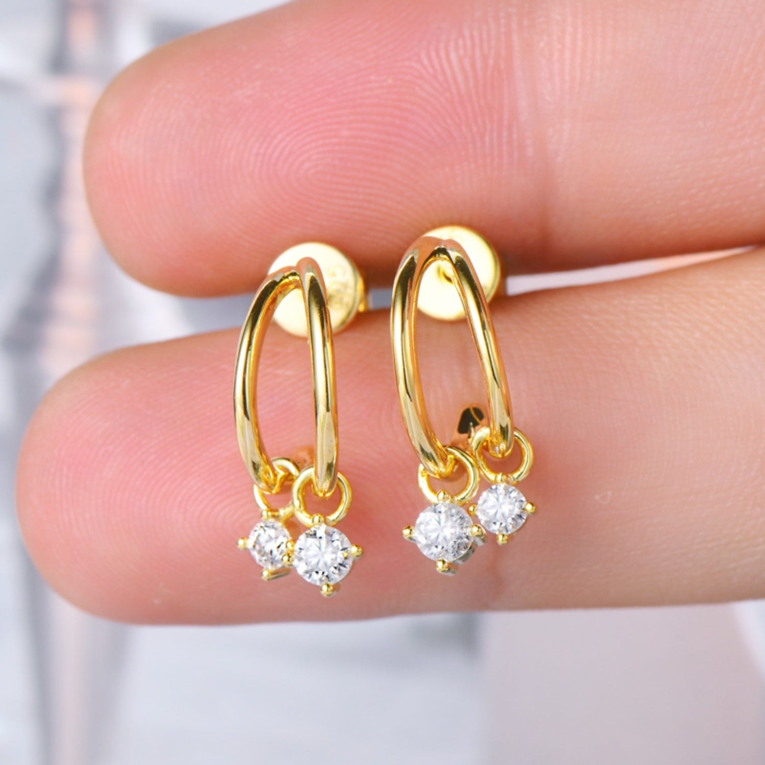 925 Sterling Silver Moissanite C-Hoop Earrings - Charming Charlie