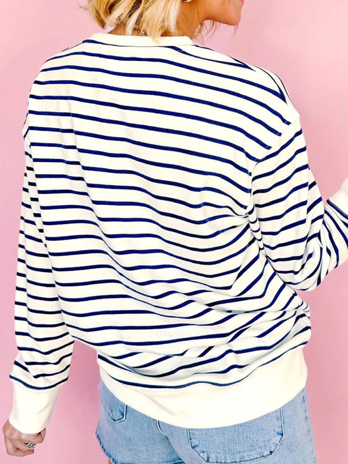 FIRECRACKER Striped Long Sleeve Sweatshirt - Charming Charlie