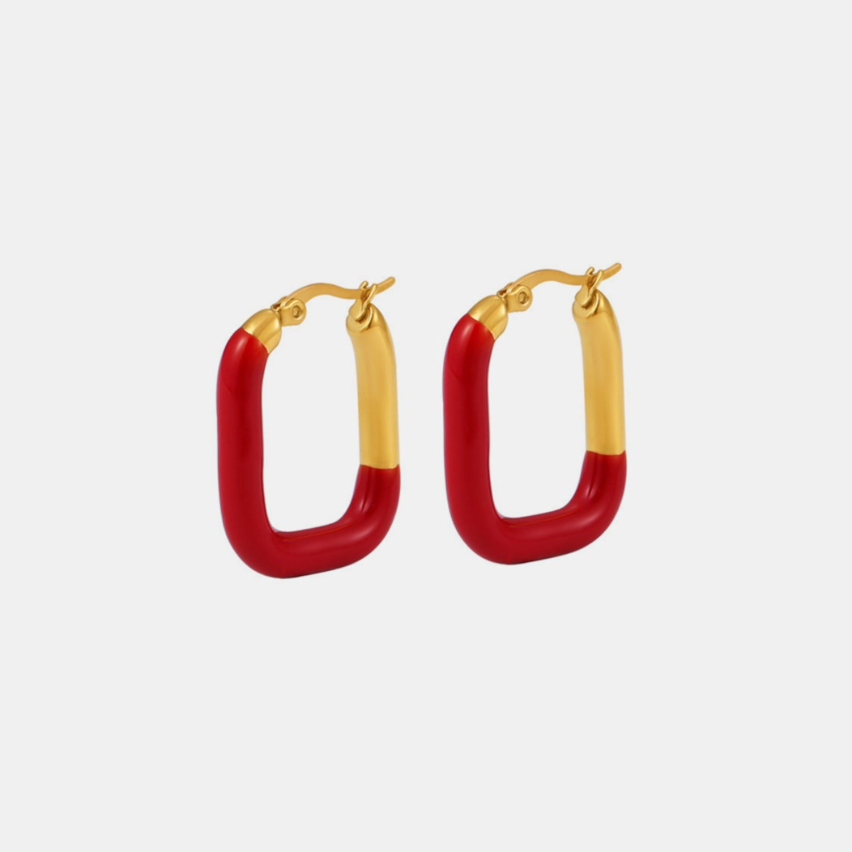 Stainless Steel Drip Oil Contrast Earring - Charming Charlie