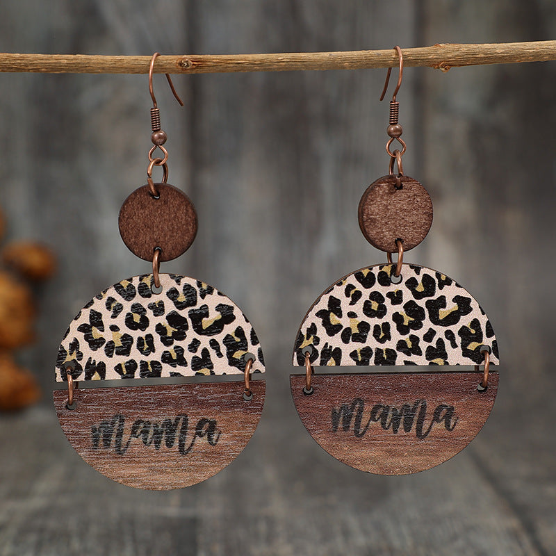 Wooden Leopard Round Shape Earrings - Charming Charlie