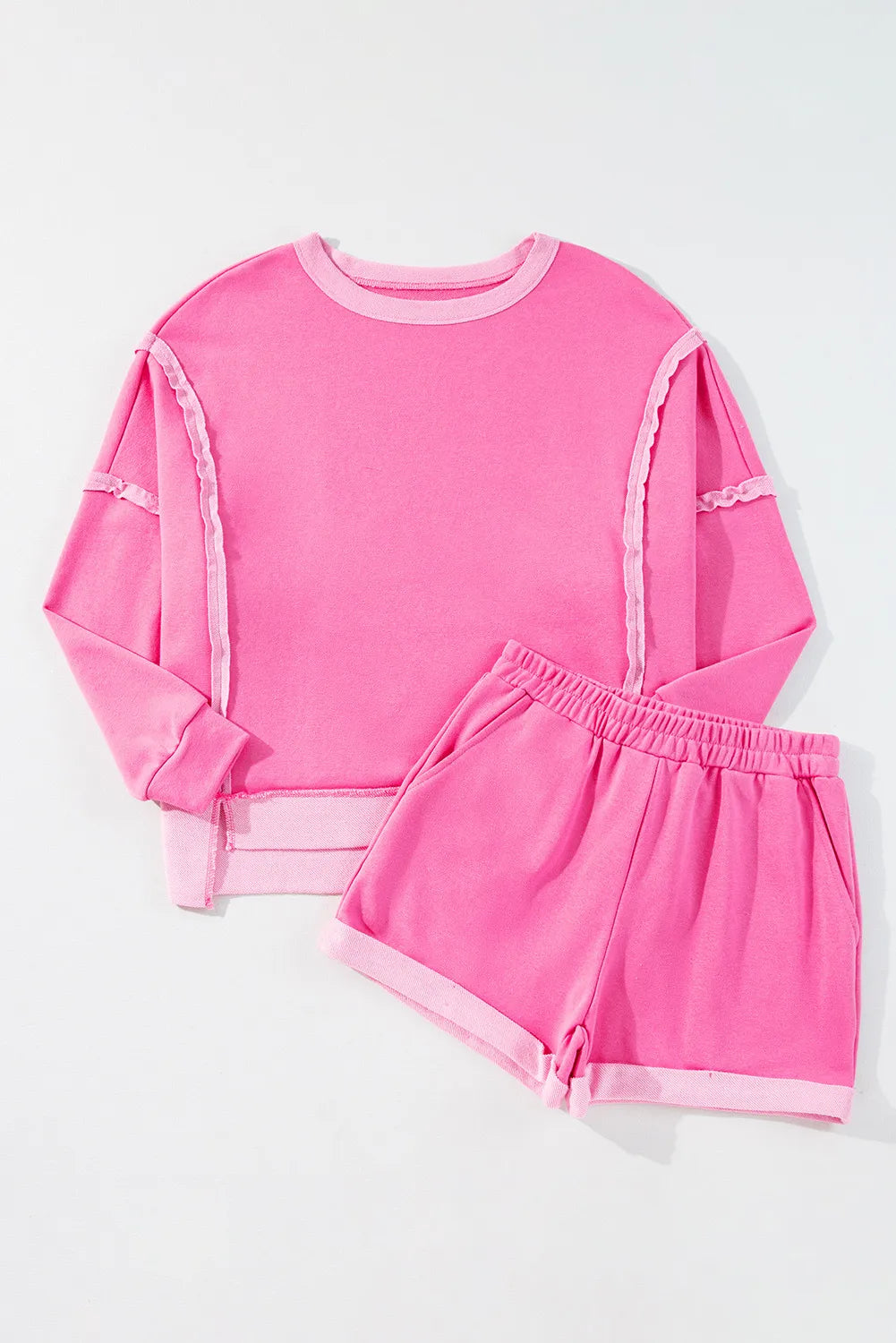 High-Low Round Neck Top and Shorts Set - Charming Charlie