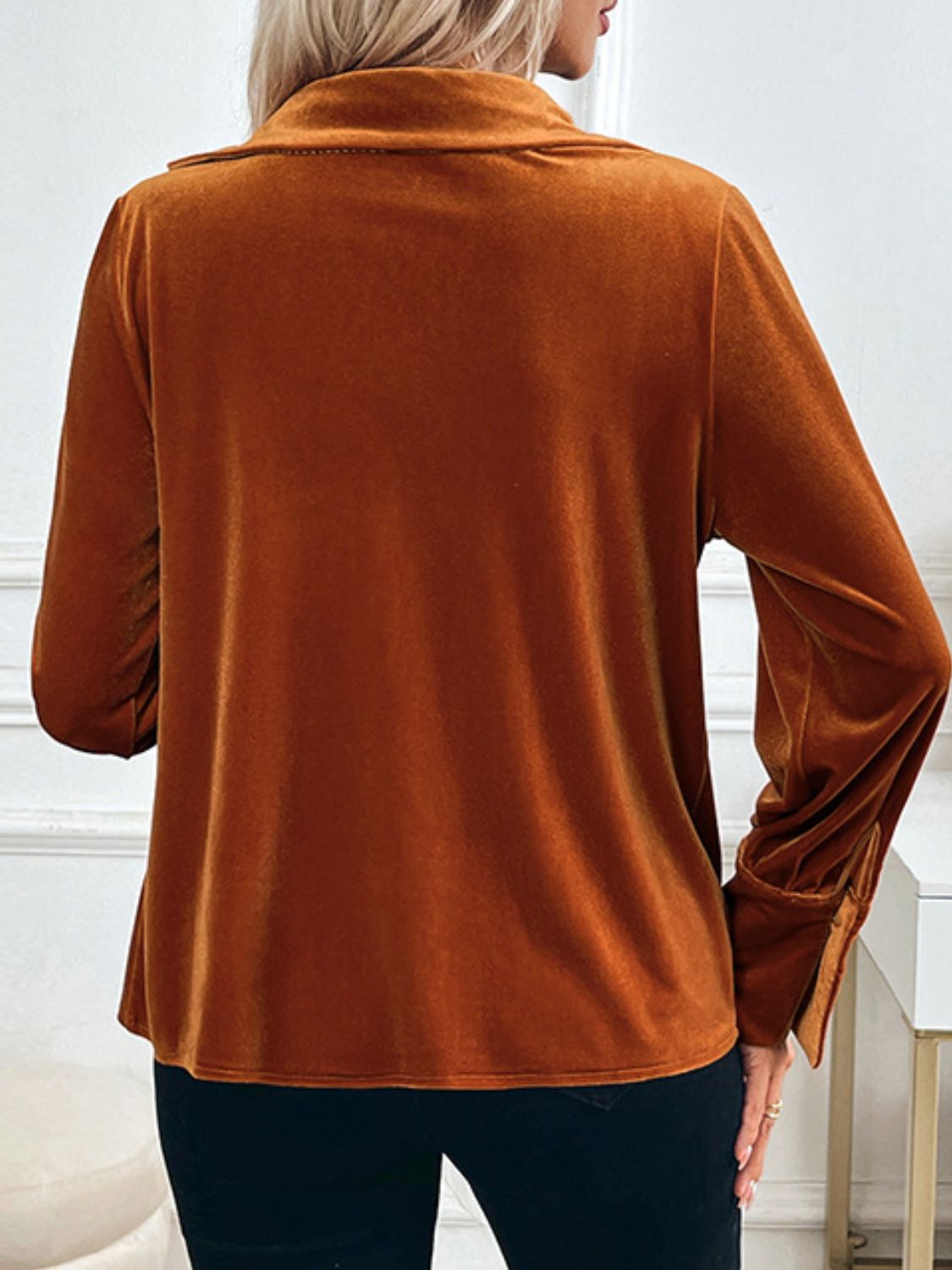Perfee Ruched Long Sleeve Blouse - Charming Charlie