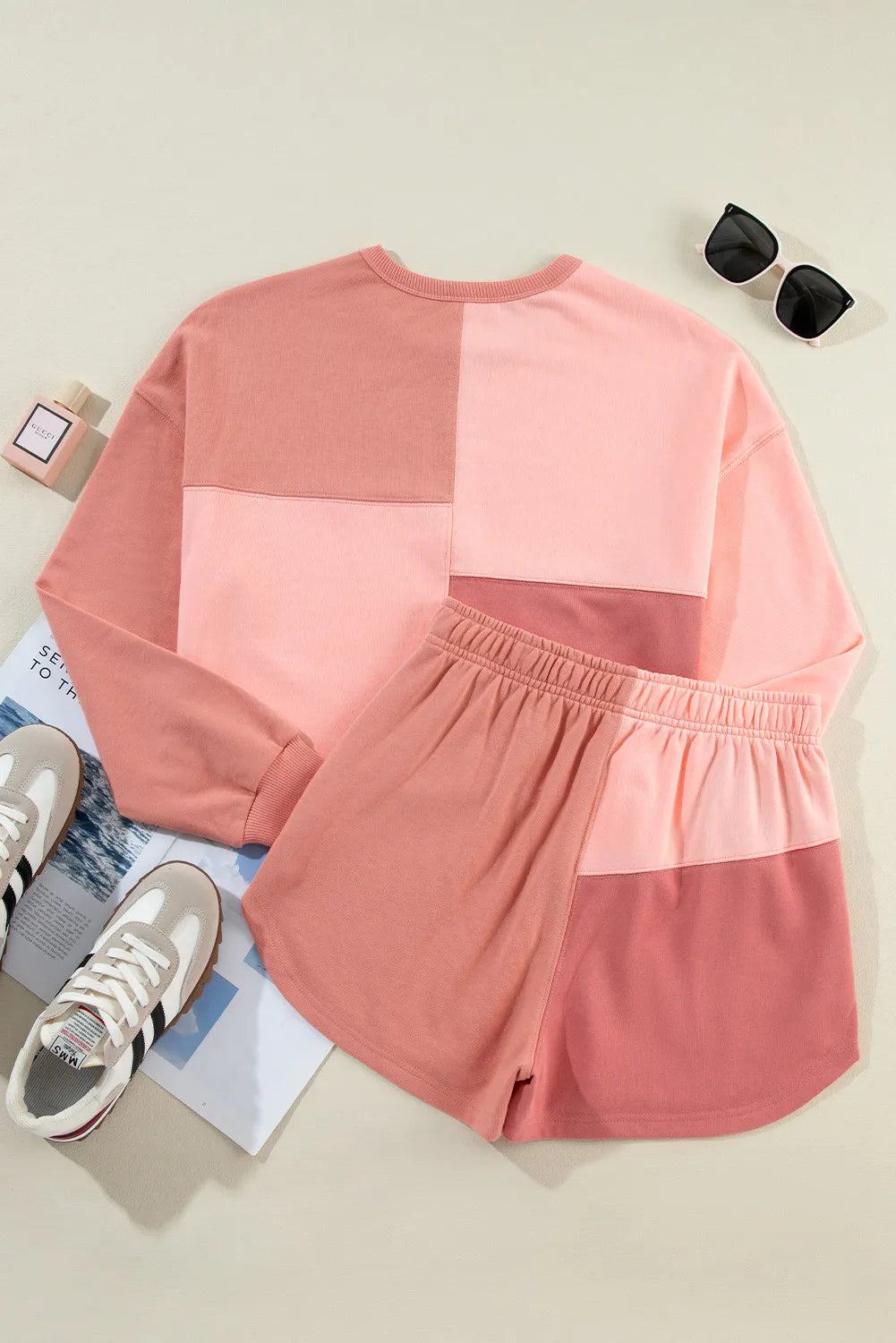 Color Block Round Neck Top and Shorts Set - Charming Charlie