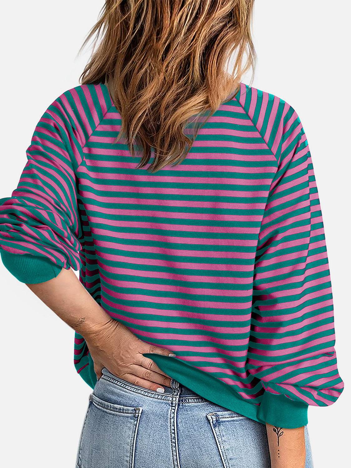 Striped Zip Up Long Sleeve Sweatshirt - Charming Charlie