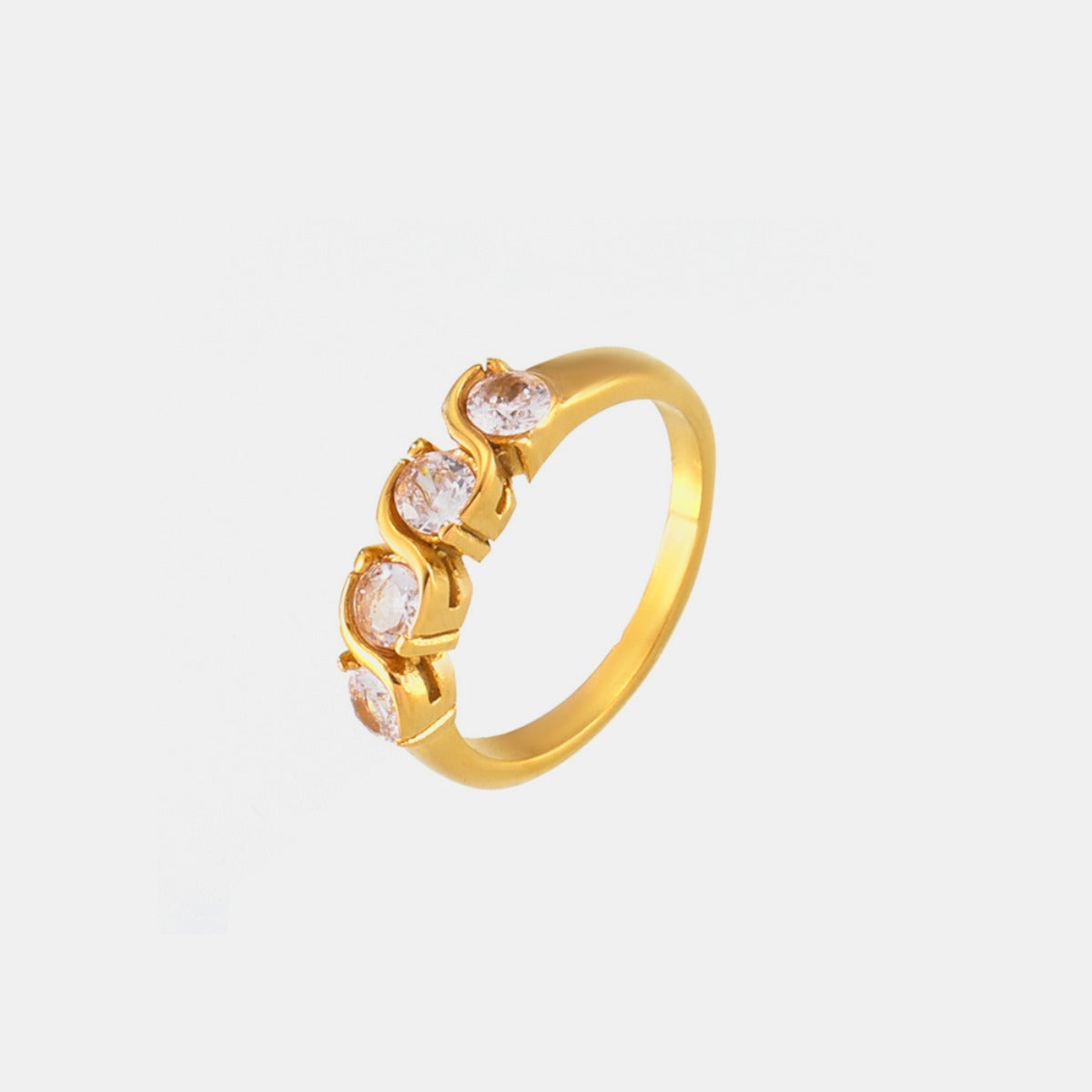 Stainless Steel Inlaid Zircon Ring - Charming Charlie