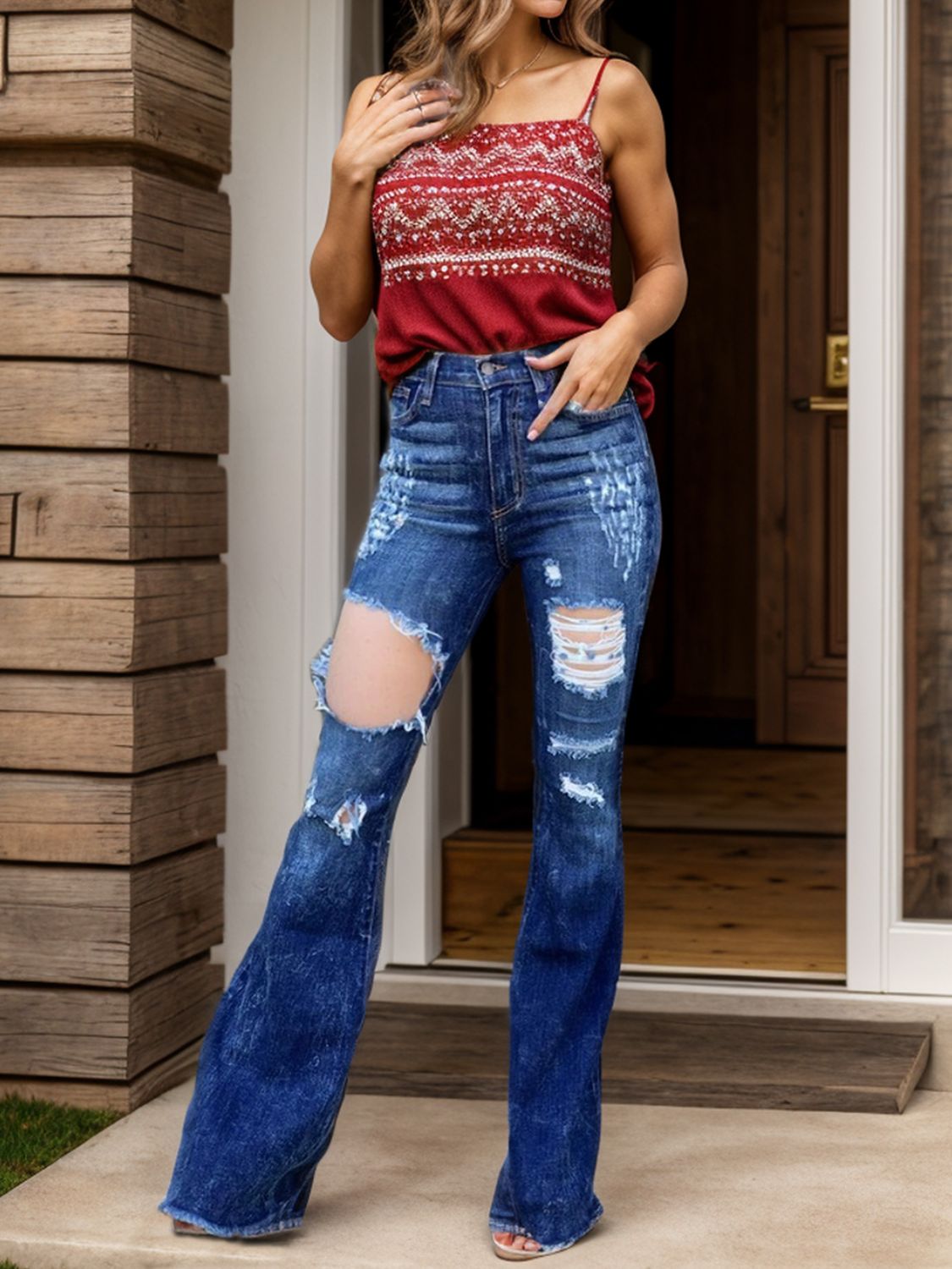 Raw Hem Distressed Bootcut Jeans - Charming Charlie