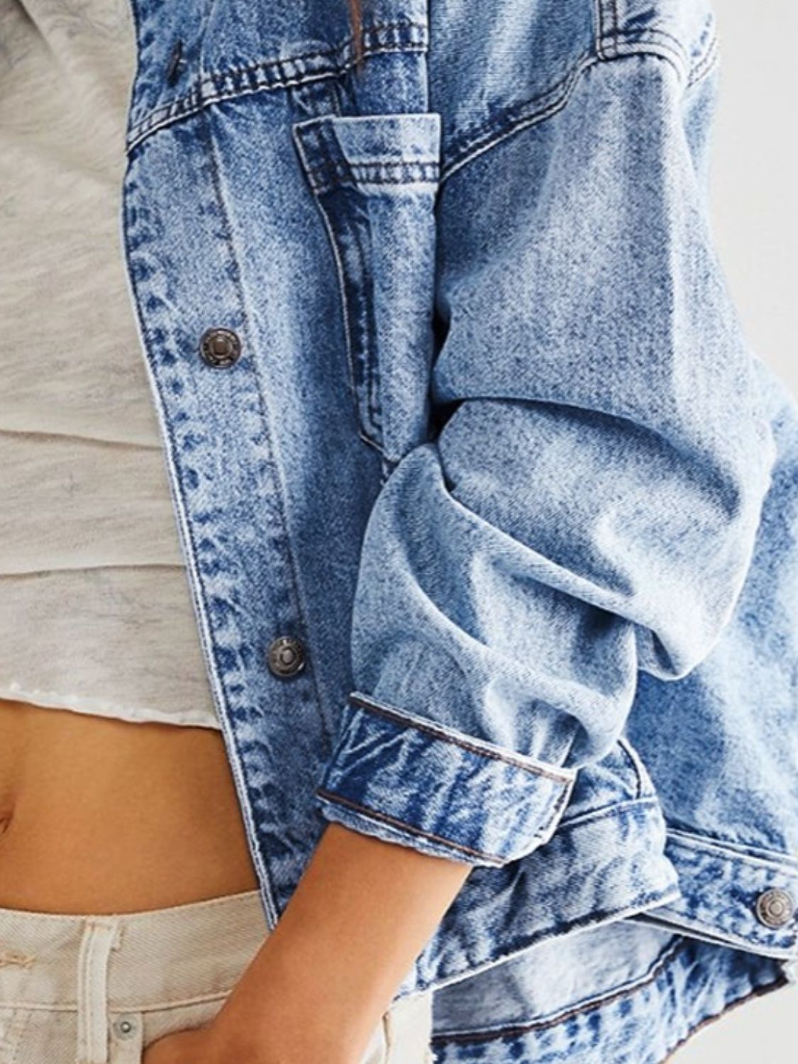 Pocketed Button Up Denim Jacket - Charming Charlie
