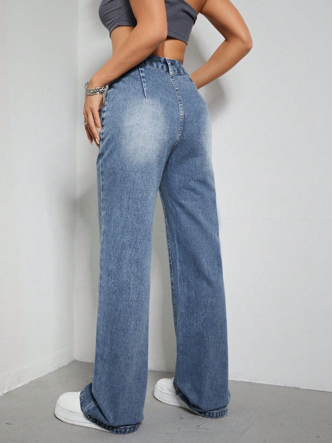 High Rise Wide Leg Jeans with Pockets - Charming Charlie